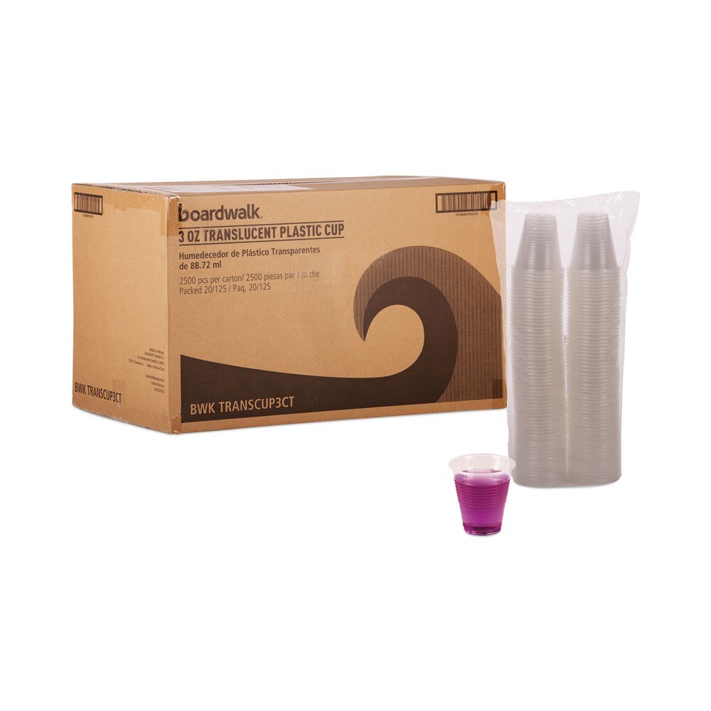 Boardwalk TRANSCUP3CT 3 oz. Plastic Cold Cups - Translucent (2500/CT) New