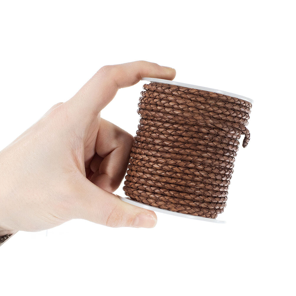Round Braided Leather Jewelry Craft Cord - 3-5mm Diameter - 5yd 10yd 20m Lengths