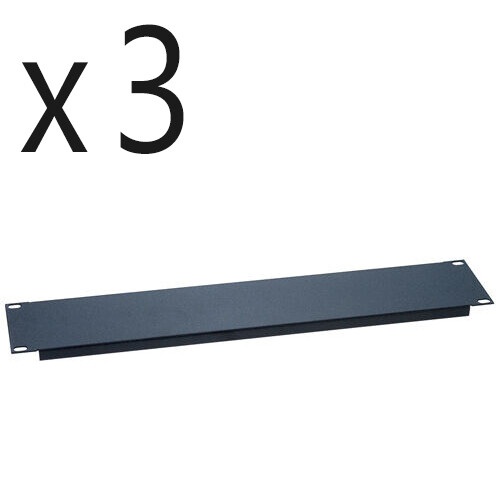 3 Pack Lot, One Space 1U 19" Blank Network Rack Mount Server Panel Filler Spacer