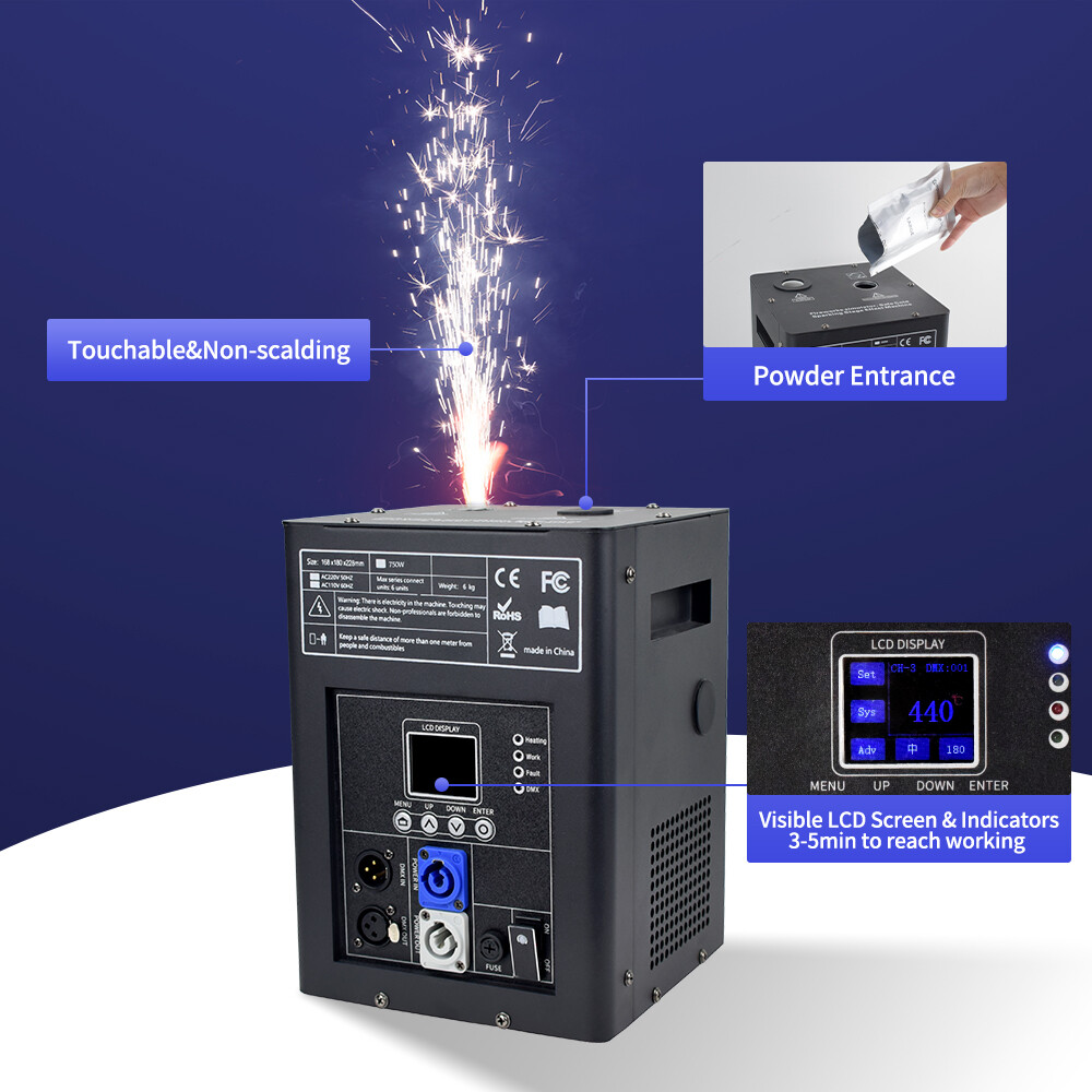 2PCS Cold Spark Machine 750W Stage Effect DMX Firework DJ Event Party Wedding