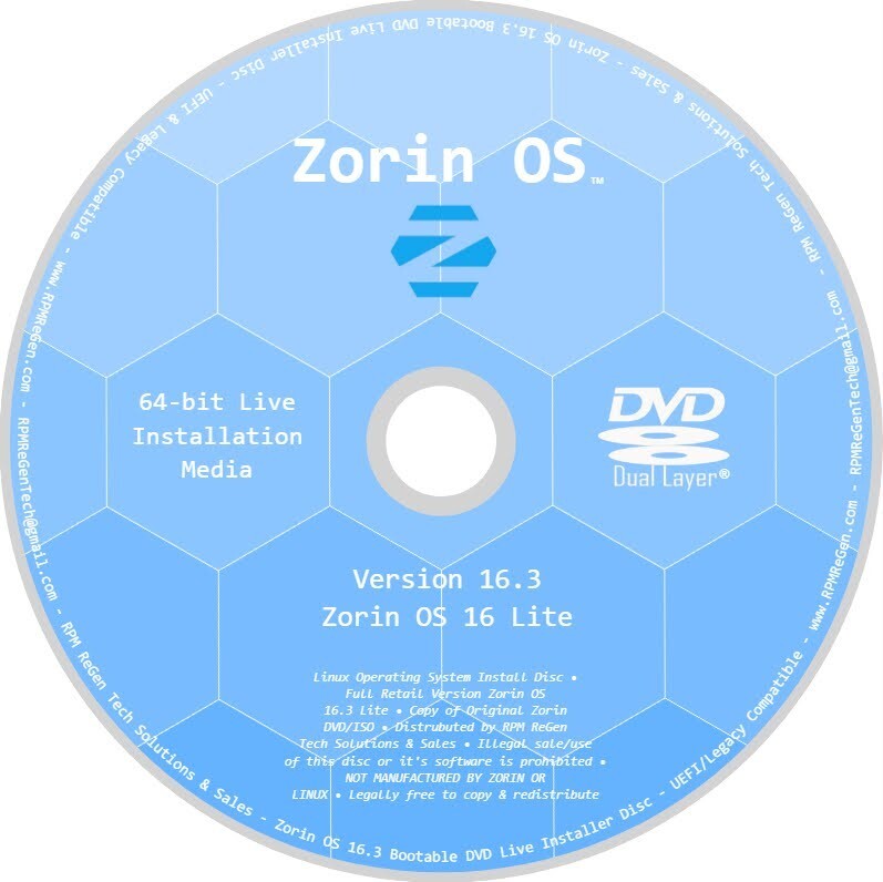 Zorin OS 16 Lite Installation Disc: BOOTABLE LINUX DVD LATEST VERSION LITE 16.3