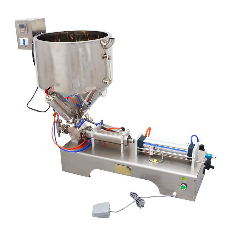 110V 50-500ml Pneumatic Paste Liquid Heating Filling Machine Single Nozzle