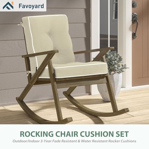 Outdoor Rocking Chair Cushion 17 × 17 Inch 17 x 17 Inch (Seat&Back Set) Beige