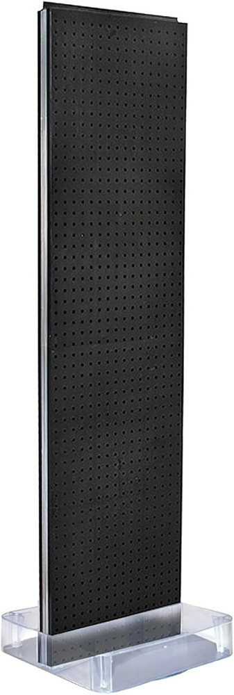 Black Two-Sided Pegboard Floor Display with Round Studio Base, 16"x60