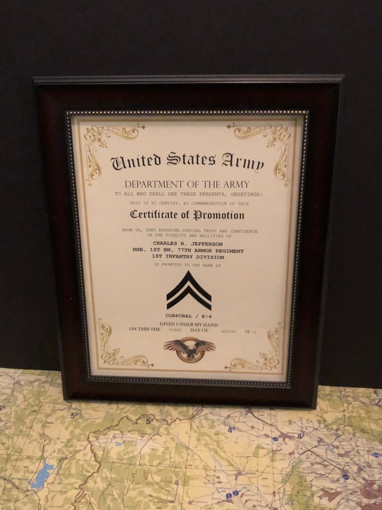 CORPORAL / CPL (E-4) U.S. Army ~ Commemorative Promotion Certificate