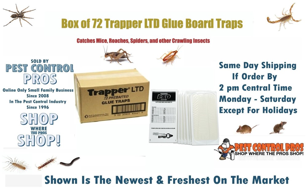 72 Trapper LTD Mouse Mice Insect Spider Roach Control Glue Boards