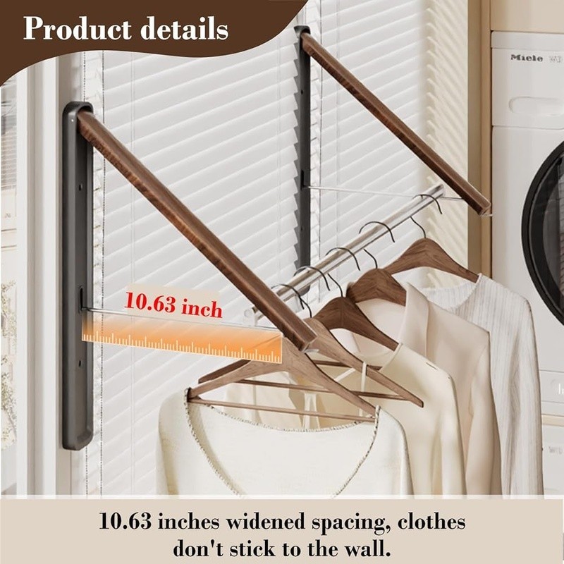Retractable Wall Mounted Clothes Rack Space Saving Aluminum Organizer Laundry