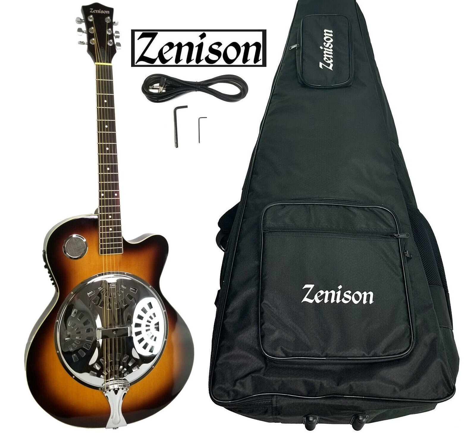 Steel Pan Acoustic Electric Resonator Guitar in Deluxe Padded Soft Carry Gig Bag