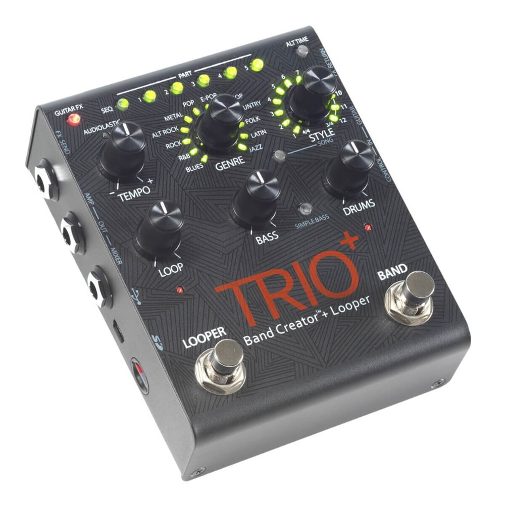 DigiTech Trio+ Band Creator Plus Looper Guitar Effects Pedal with 2 Patch Cables