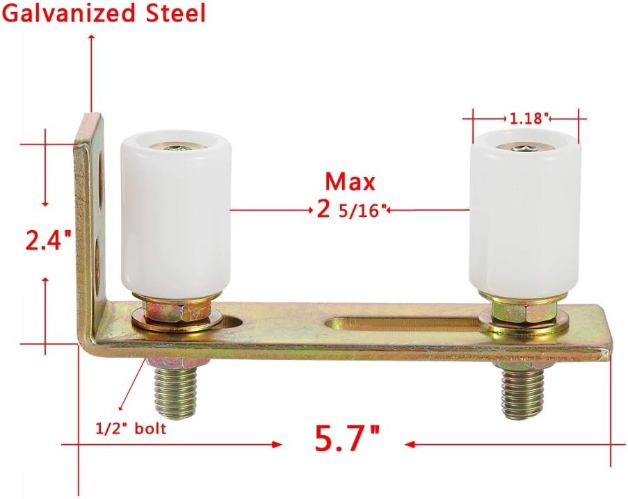 Slide Gate Guide Roller with L Post Bracket Nylon Dual Rollers for Sliding Gates
