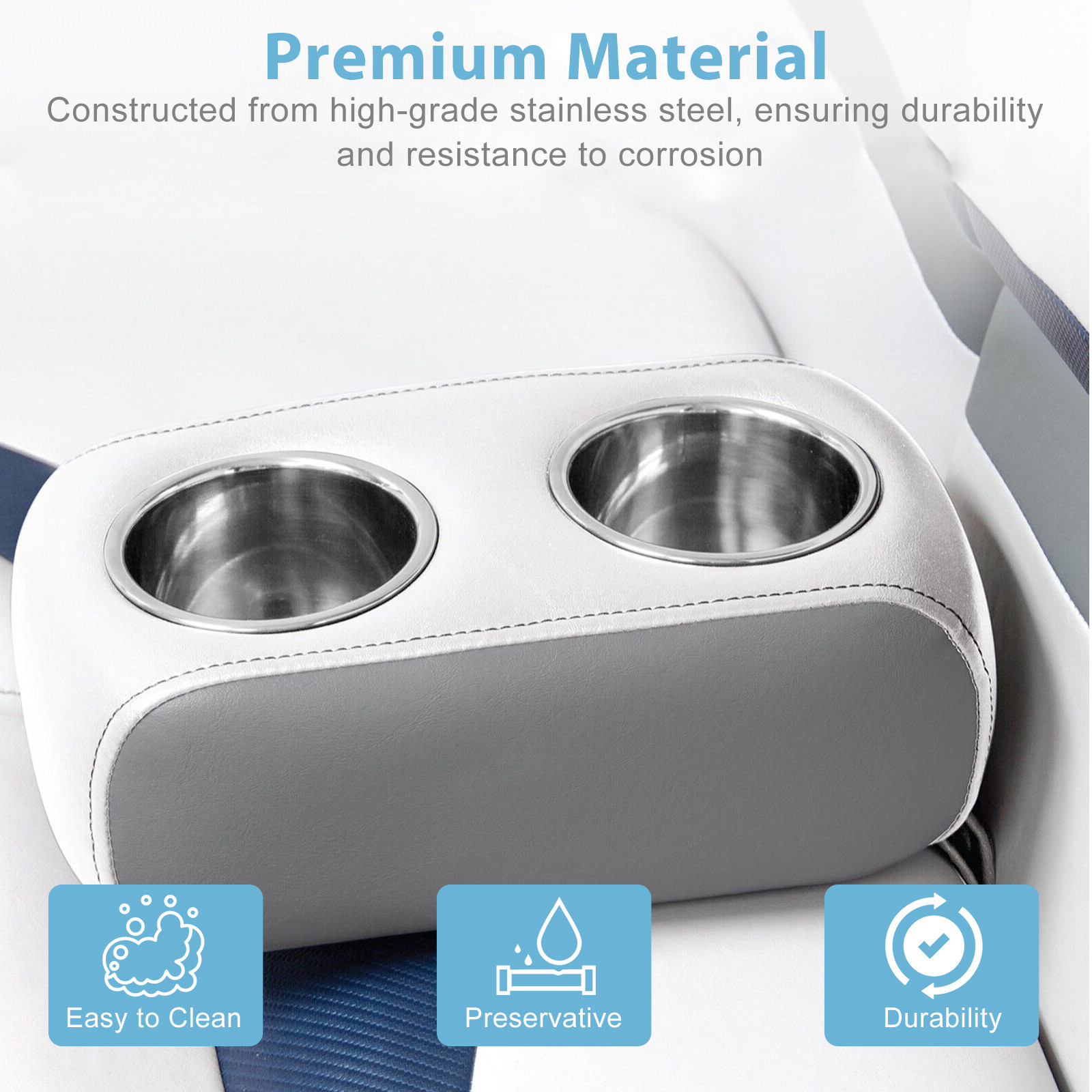 2X Stainless Steel Cup Drink Holder For Marine Boat RV Camper Car Inserts Couch