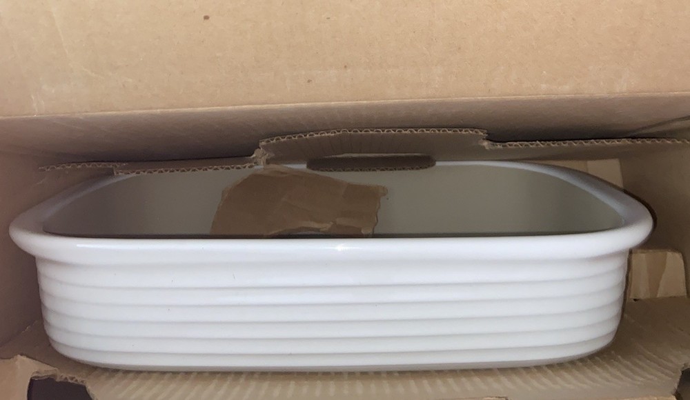 Pampered Chef White Stoneware Rectangular Baker large #1353