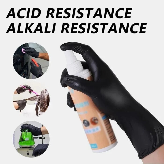 Disposable Nitrile Exam Gloves, 5 Mil Black, Powder-Free Heavy Duty Clean Glove