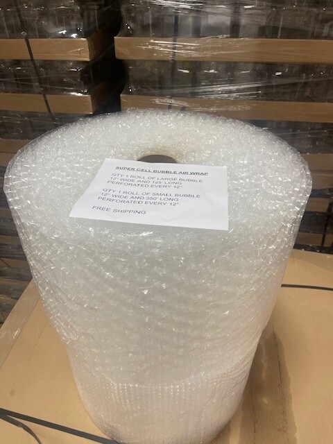 Small and Large Bubble Cushioning Wrap Combo Pack 125' large and 350' small
