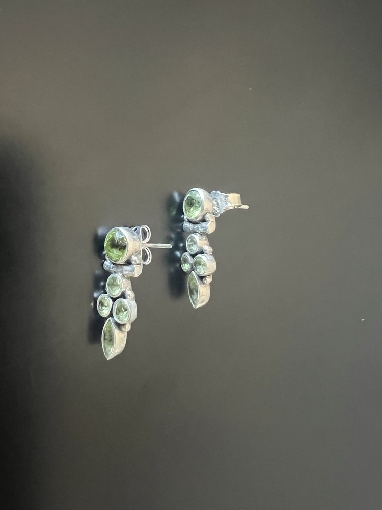 Multistone Peridot Drop Earrings Sterling Silver