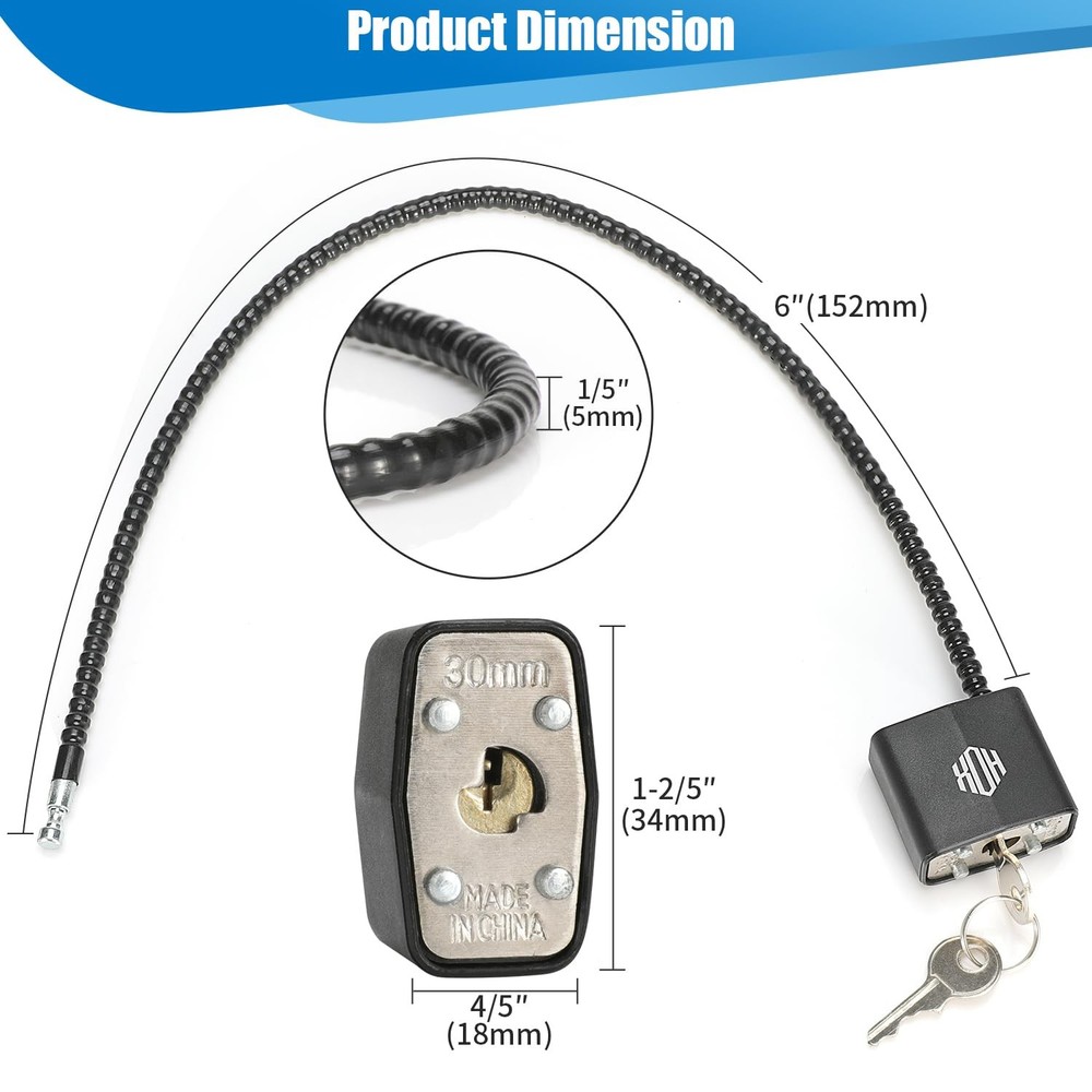 Cable Locks with Keys - Keyed Alike Cable Safe Lock, for Firearm Locking and ...