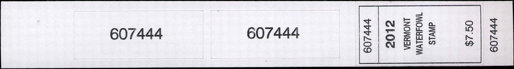VERMONT #29 2012  STATE DUCK STAMP TEXT