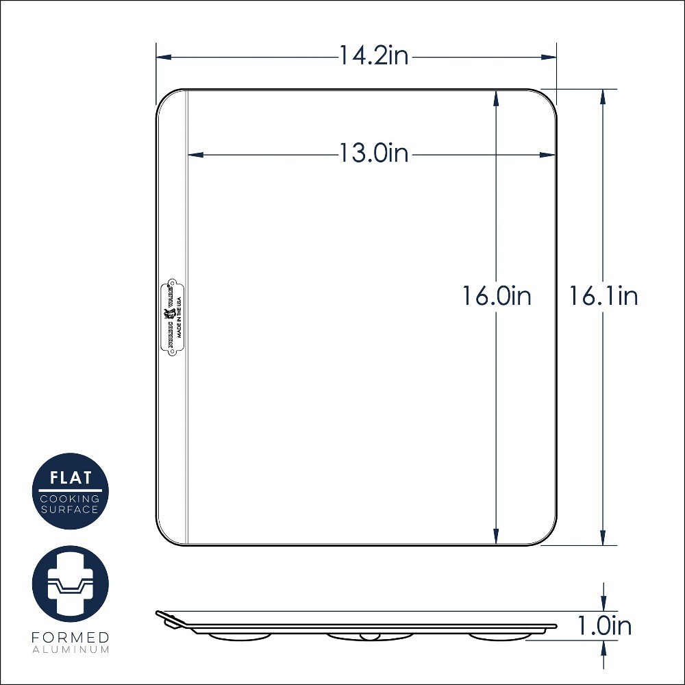Insulated Aluminum Rectangular Cookie Baking Sheet Pan 16x14