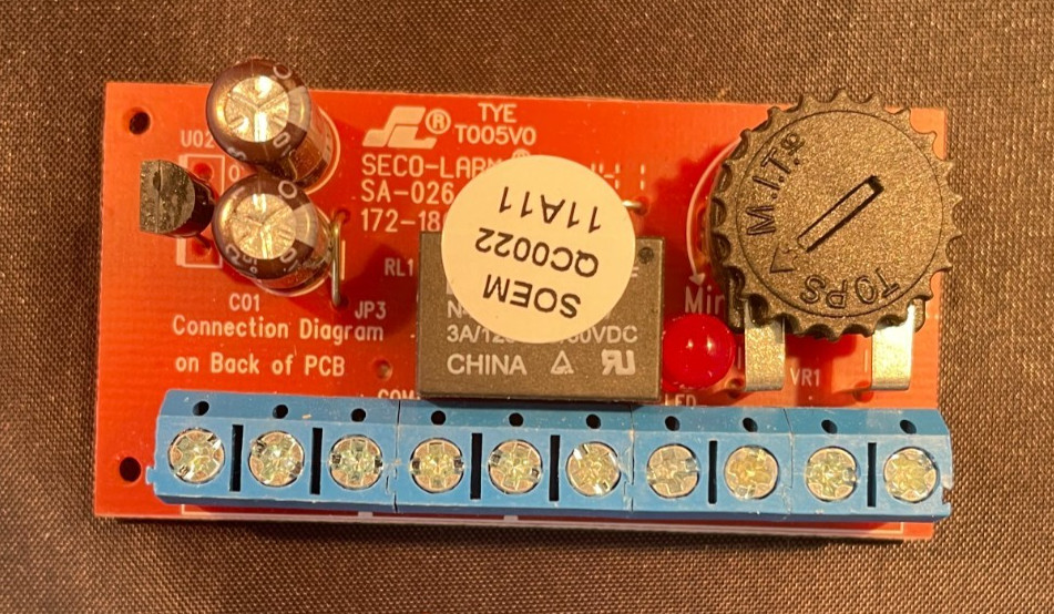 SECO-LARM SA-026Q Mini Timer Module Low Voltage Delay Timer Module Relay Output
