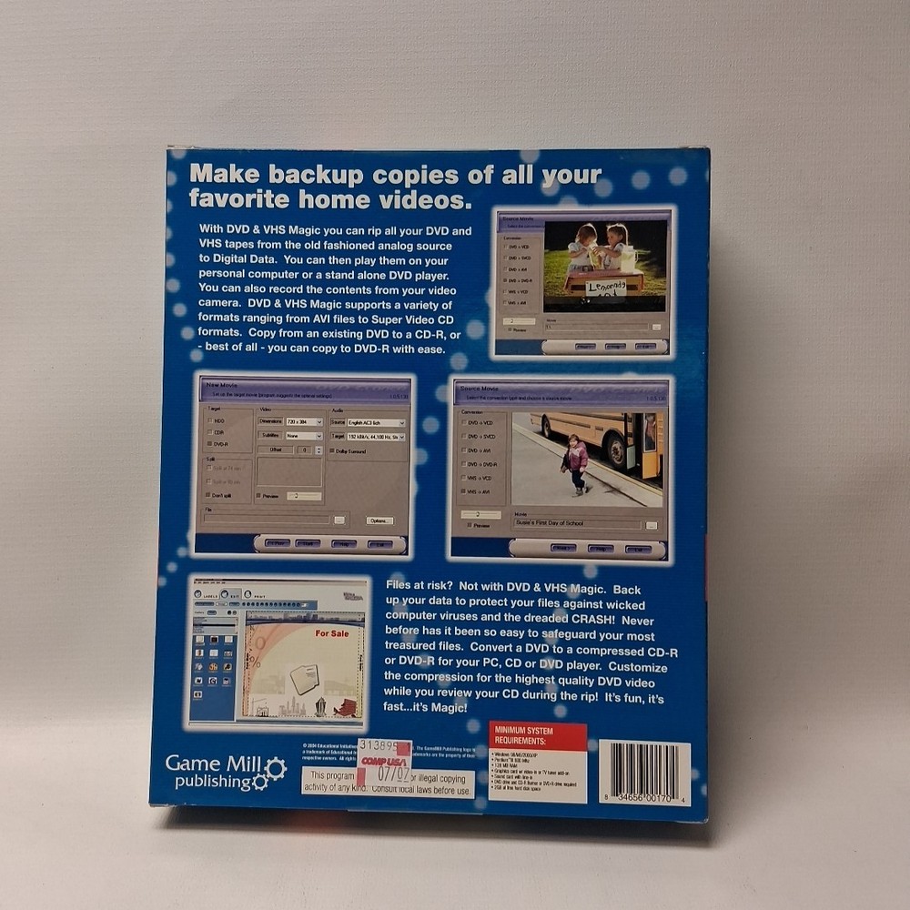 DVD & VHS Magic software for PC, designed to convert analog video tapes into...
