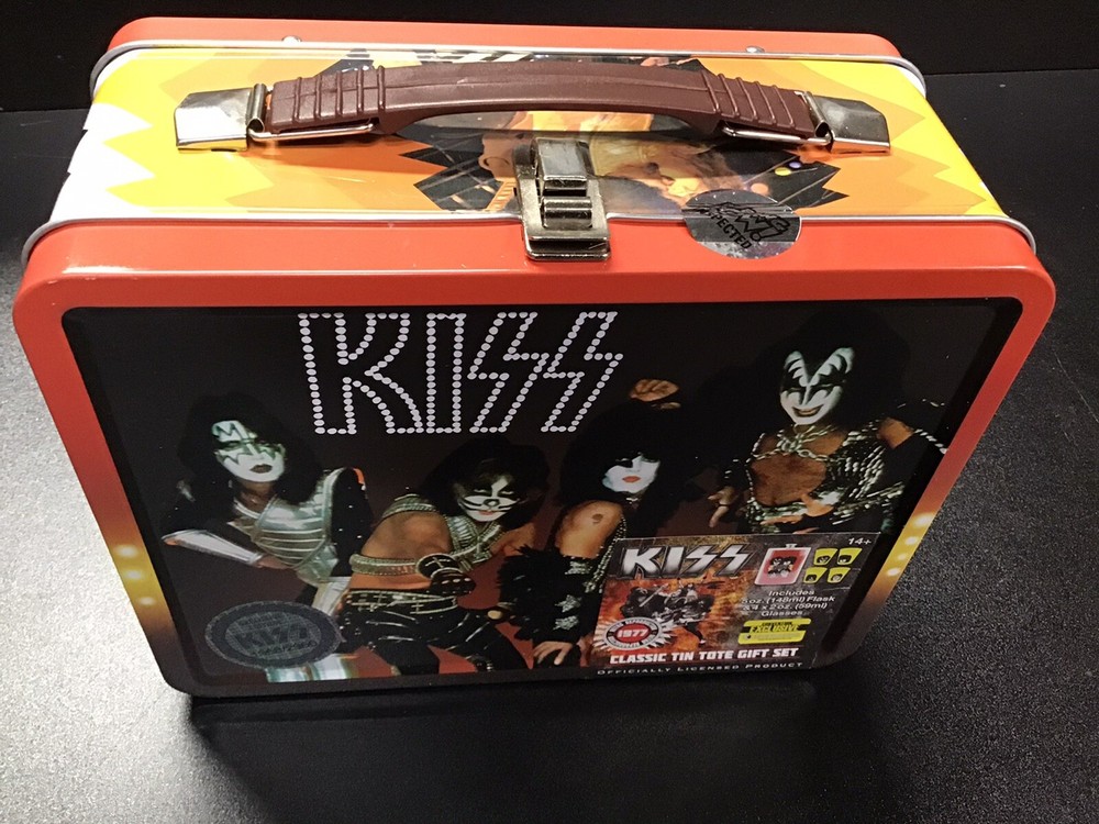 KISS Band Lunch Box Tin Tote Flask Shot Glasses Set Bif Bang Pow! 2960 made
