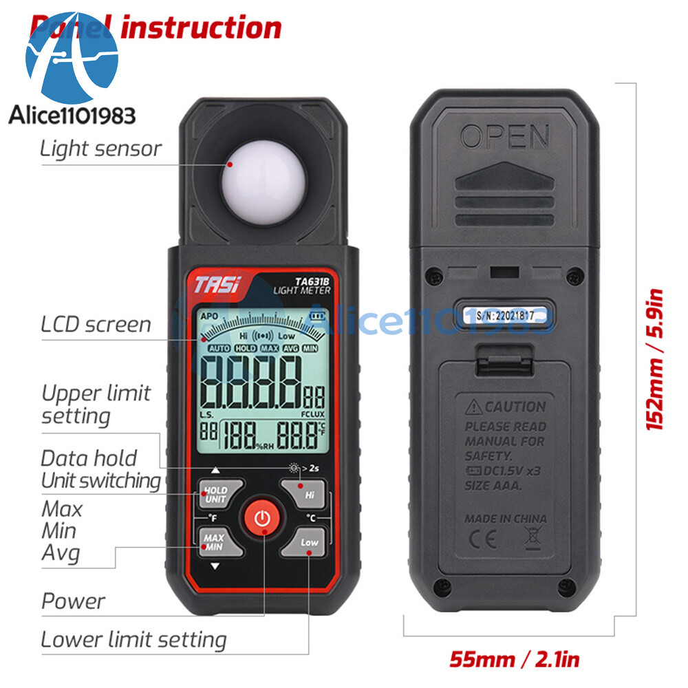 TA631A TA631B Light Meter Digital Illuminance Meter Ambient Temperature Detector
