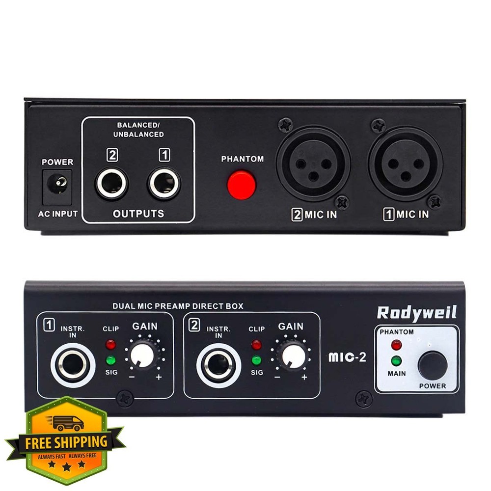 Rodyweil 4-Input Mic Preamp DI Box 65db