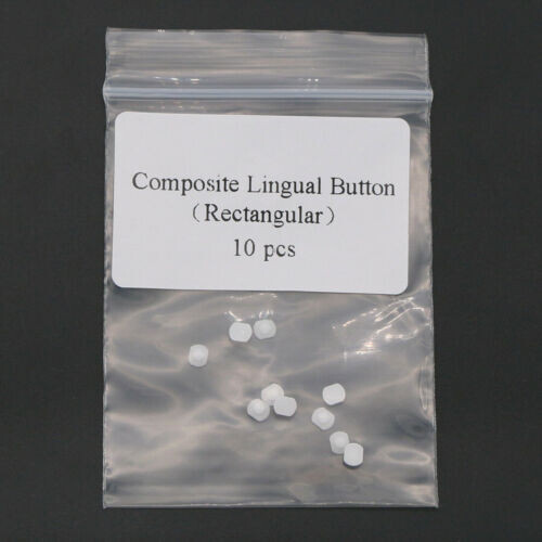 Dental Orthodontic Composite Ceramic Lingual Buttons Bondable Rectangular Base