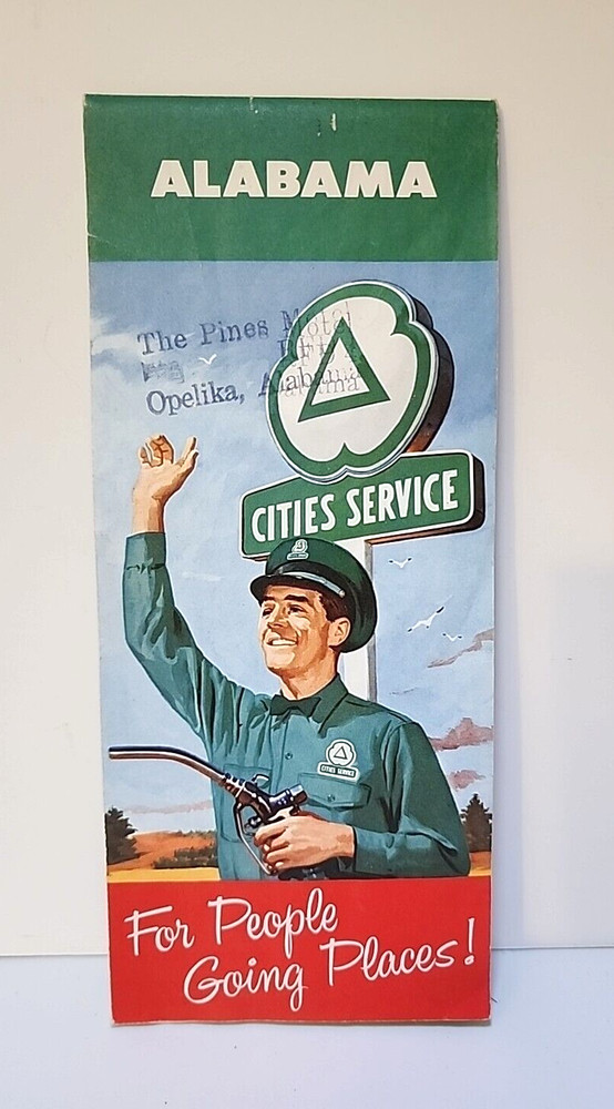 1960 Cities Service Road Map Alabama