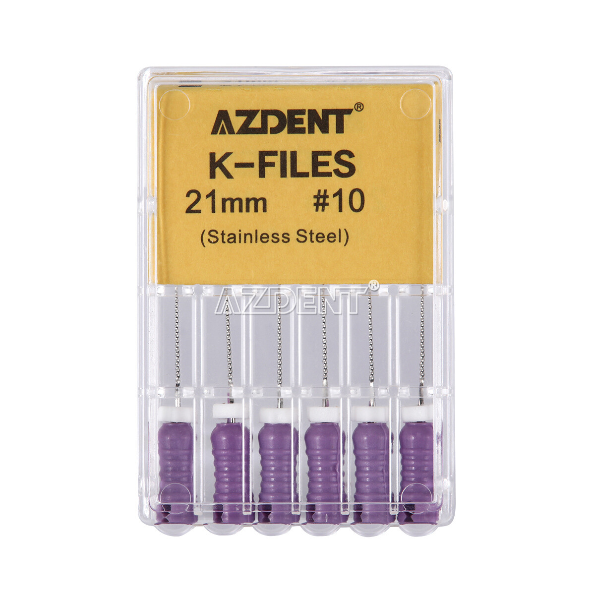 6pcs AZDENT Dental Endodontic Files K-Files Hand Use 10# 25mm Stainless Steel CE
