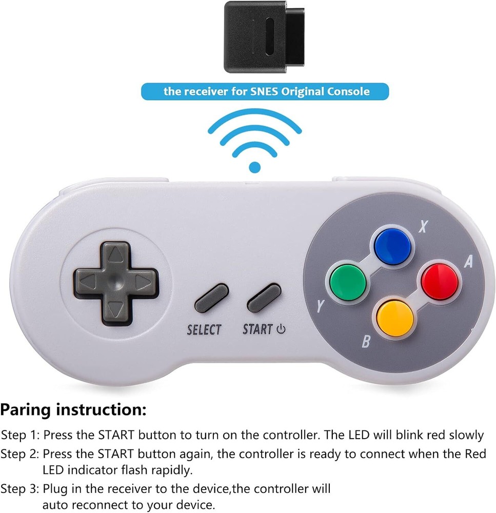 2x SNES Wireless Super NES Controller for SNES Super Entertainment System MAC PC