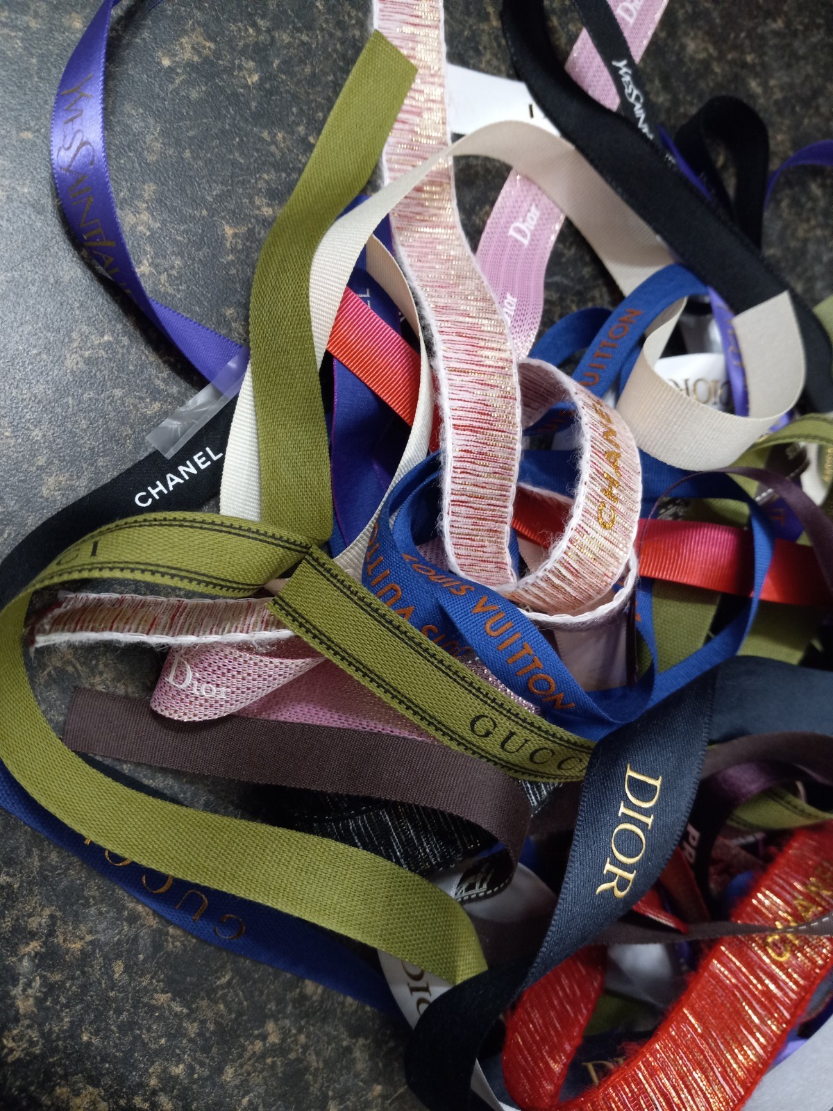 5 YARDS Designer Ribbon "SCRAPS" , DIOR, CHANEL, YSL, GUCCi, PRADA, HERMES, LV