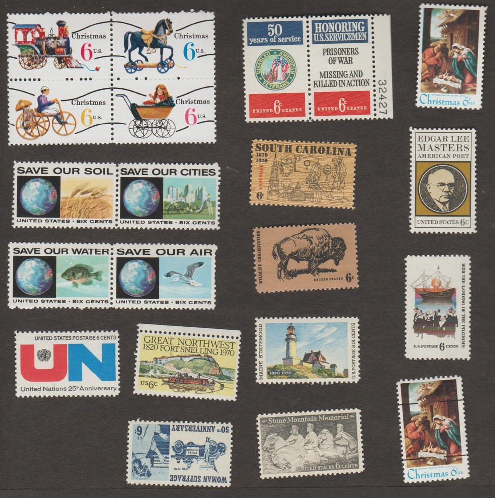 1970 US PARTIAL COMMEMORATIVE YEAR SET 21 STAMPS MNH