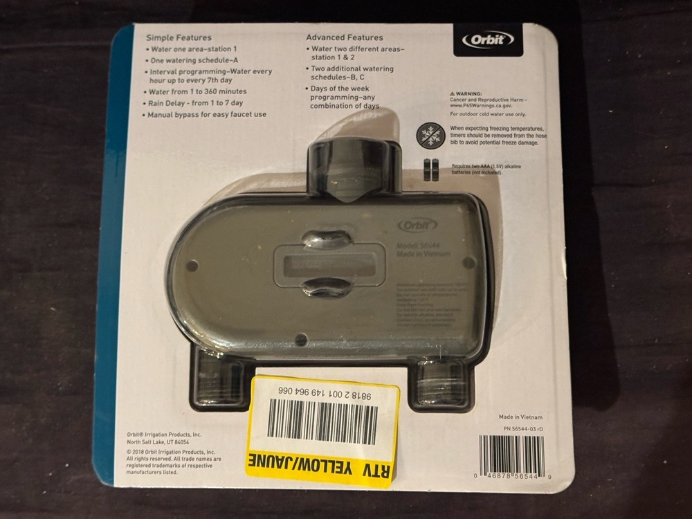 Orbit 56544 1-Dial 2-Outlet Hose Faucet Timer Programmable Sprinkler System