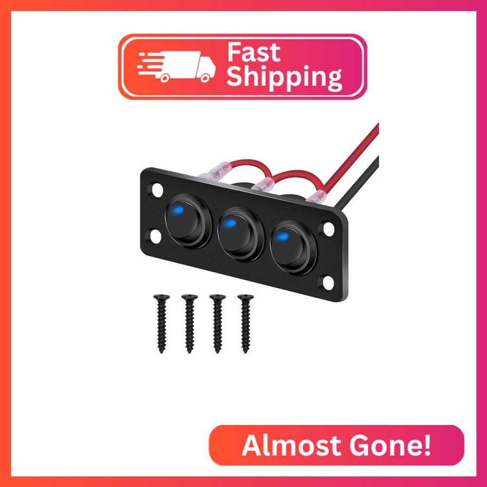 Round Rocker Switch Panel with 3 Pin Toggle Switch 12v 20a Blue Led Switch Panel