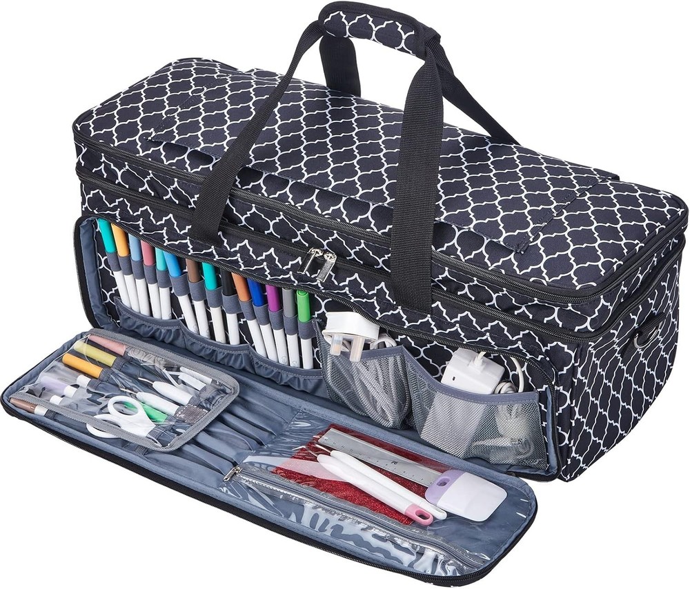 Double Layer Carrying Case with Mat Pocket for Cricut Maker 4, Explore 4, Mul...