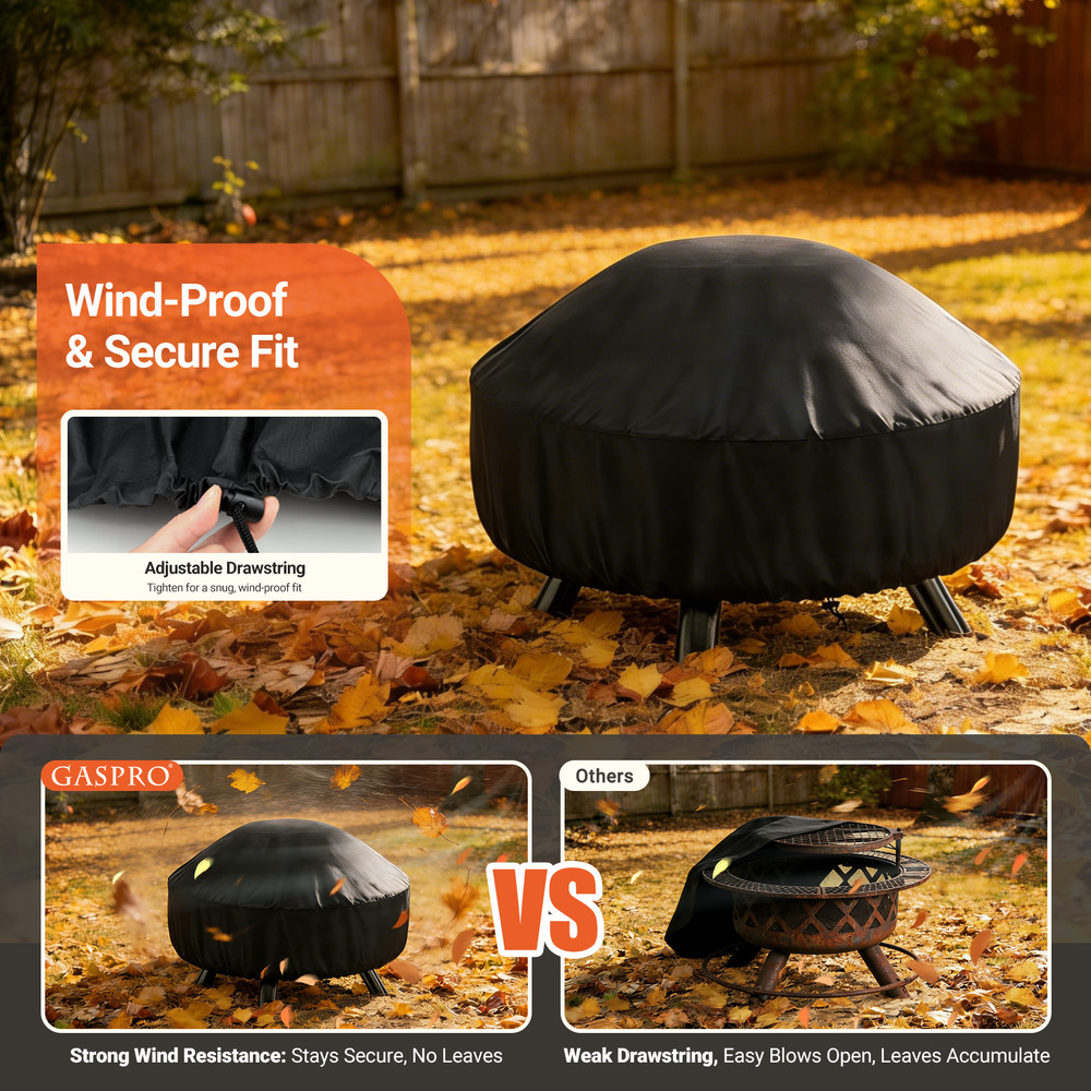 32" Fire Pit Cover Waterproof Round 22-32" Outdoor Windproof Drawstring