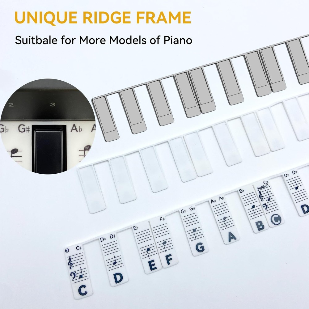 Piano Note Strips for 88 61 Key Keyboard Beginner Learning Guide Black