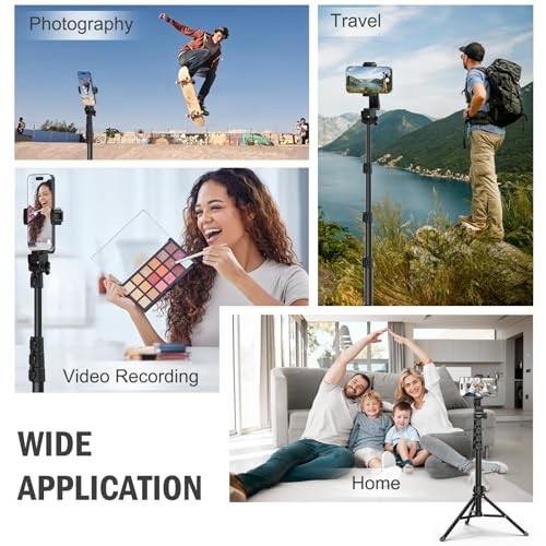 64" Adjustable Tripod for Cell Phone & Camera, Remote Control, Multi-Angle Selfi