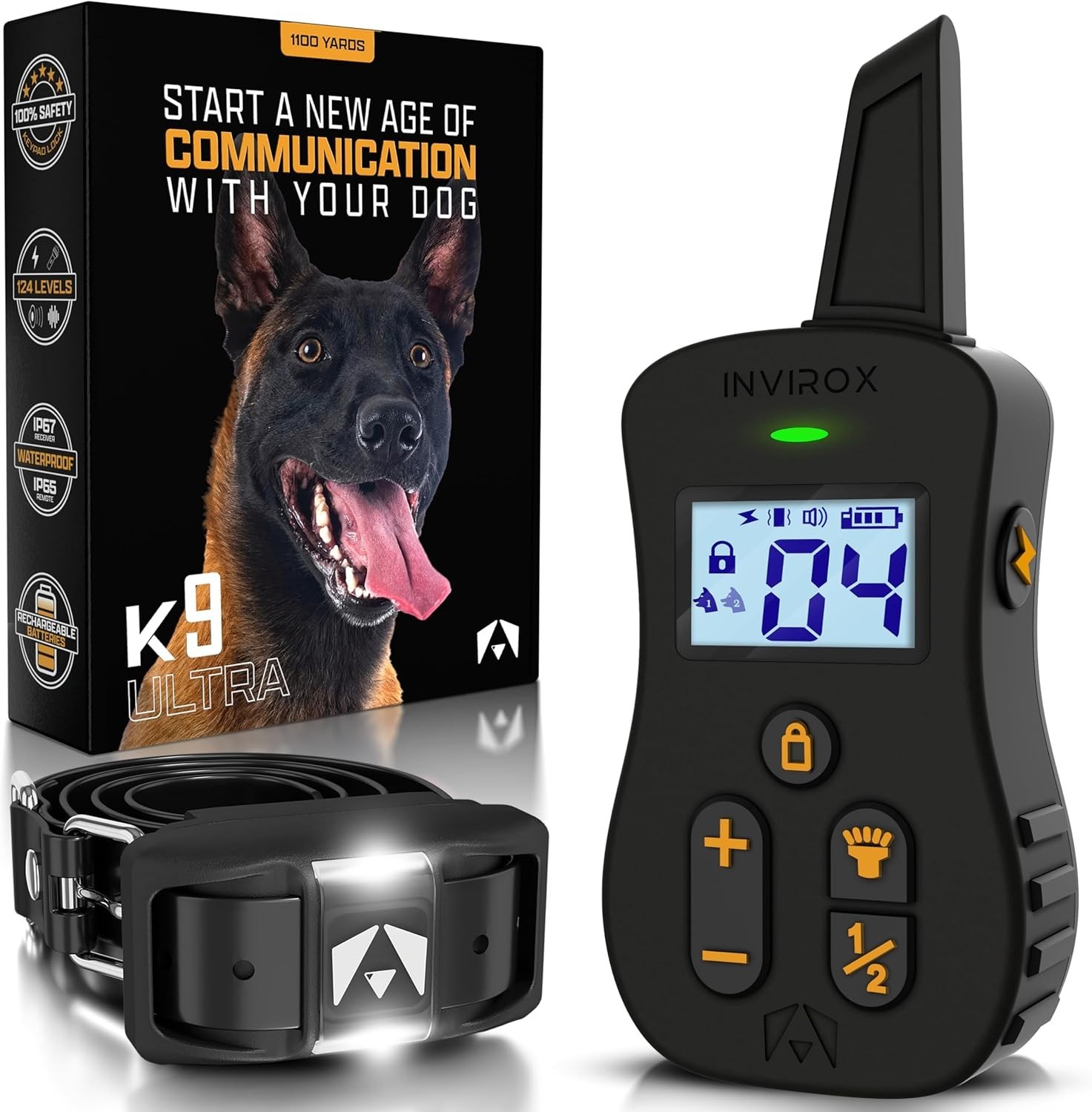 INVIROX Dog Shock Collars [Ultra K9 X2] 124 Training Levels, 4 Powerful Modes.