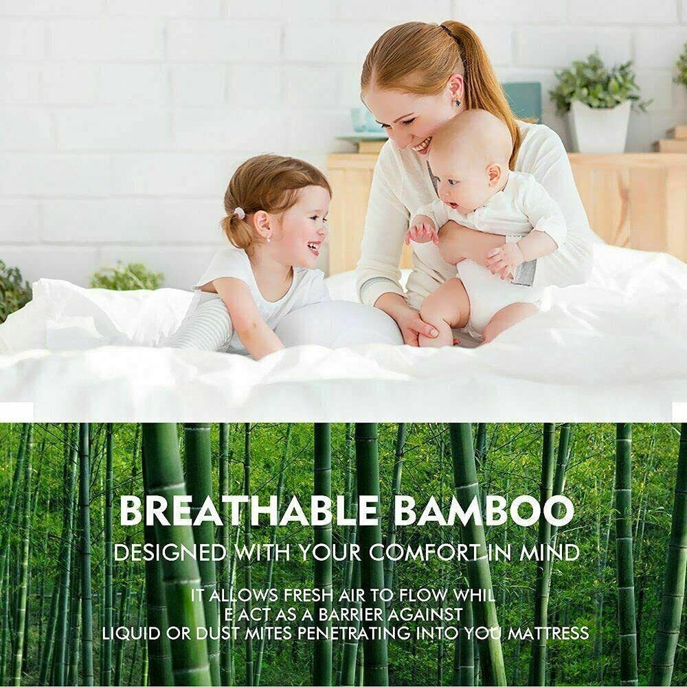 Bamboo Mattress Protector Zippered Matress Encasement Waterproof Cooling Cover