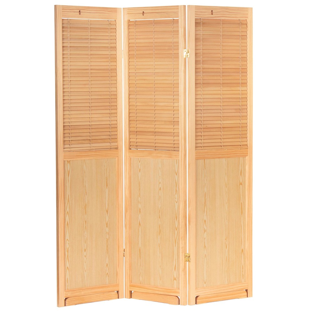6 ft. Tall Adjustable Shutter Room Divider Natural 3 Panel