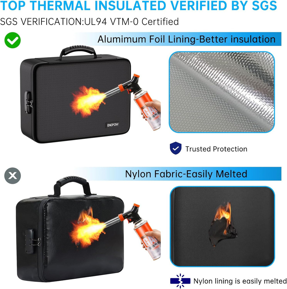 5200℉ Soft Case Fireproof Document Box with Lock,Fireproof Box with 25 Colorf...