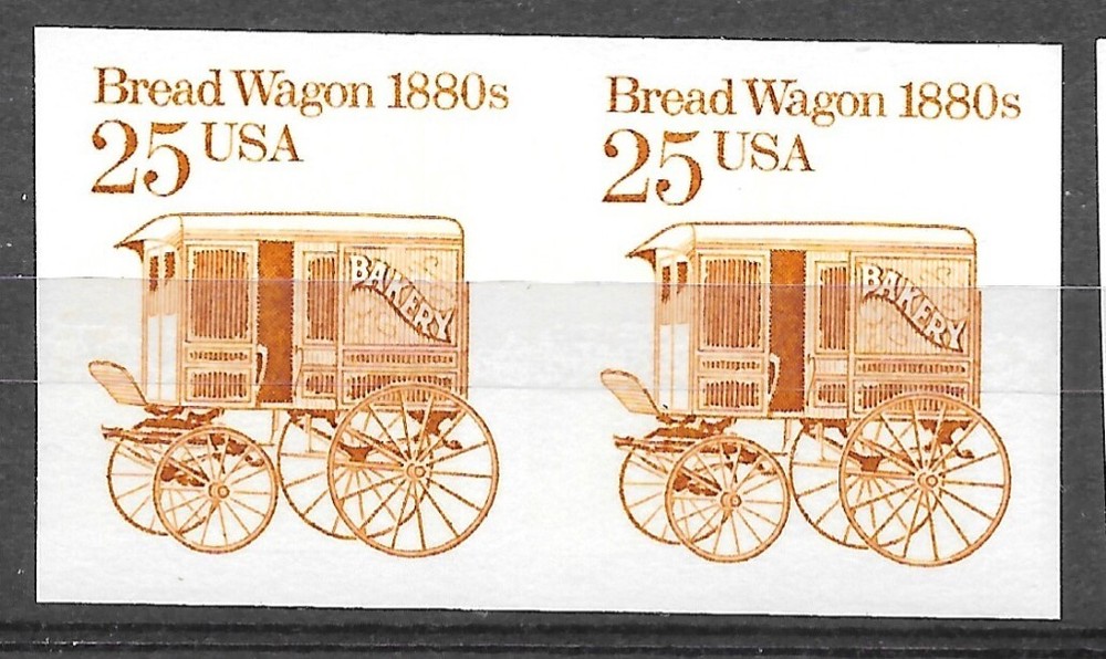 IMPERFORATE Scott #2136a, 25c Bread Wagon With Block Tagging Shift MNH,