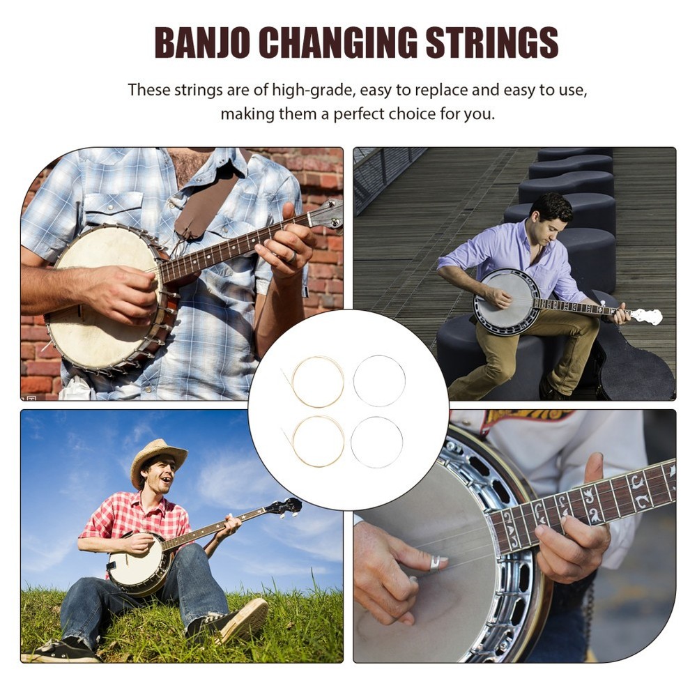 Professional Banjo Strings Four-string Sturdy Music Wire Replacement Parts