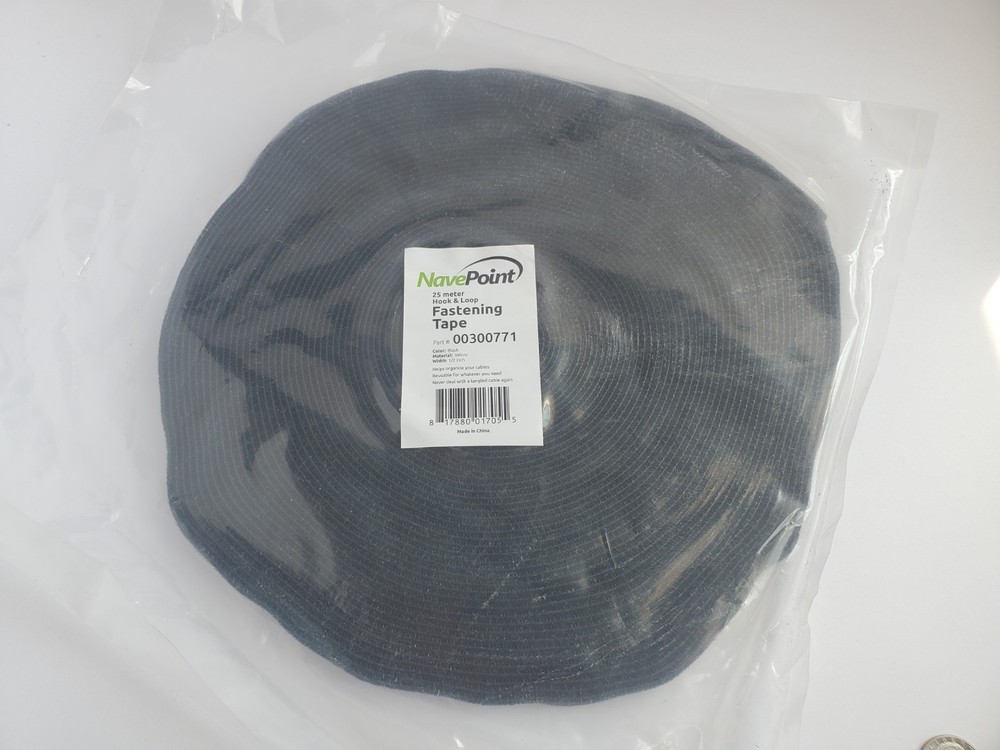 Nave Point Hook Loop Strap 1/2"X 150' + Black Reusable Cable Bundle Organization