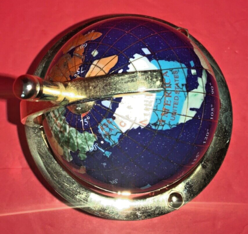 6” Globe Lapis w/ Gold Plated Stand & Box