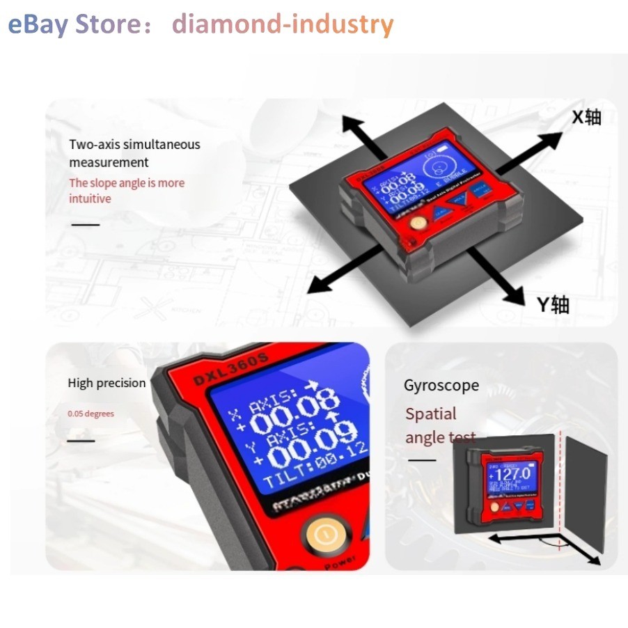 High Precision DXL360S Inclinometer Dual axis Digital Display Angle Ruler