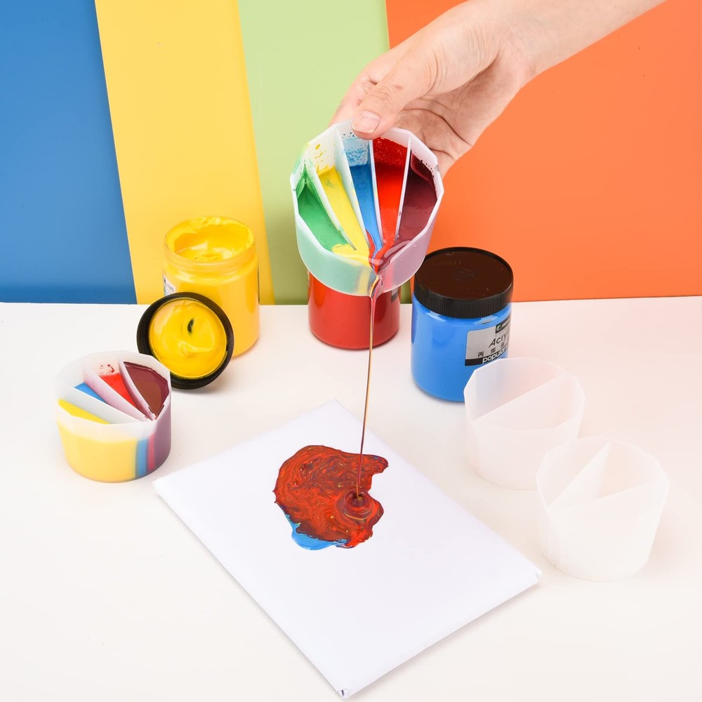 4 Pcs Split Cups for Paint Pouring, Silicone Split Cup Fluid Art Split Cup Re...