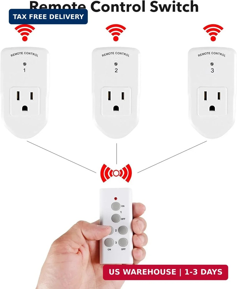 BN-LINK Wireless Remote Control Outlet Electrical Switch for Lights, Fans, Chris